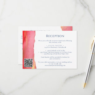 Pink Orange Wedding Information Card