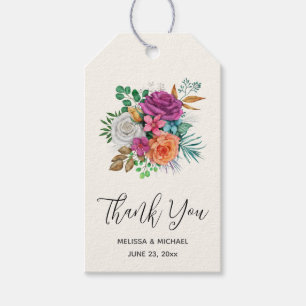 Pink, Orange & White Roses Bouquet Thank You Gift Tags