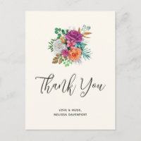 Pink, Orange & White Roses Bouquet Thank You