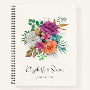 Pink, Orange & White Roses Floral Bouquet Notebook