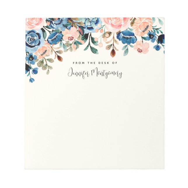 Pink, Orange & White Roses Floral Bouquet Notepad (Front)