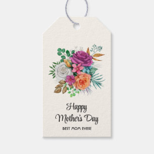 Pink, Orange & White Roses Floral Mother's Day Gift Tags