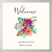 Pink, Orange & White Roses Floral Wedding