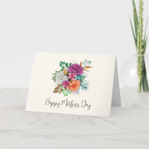 Pink, Orange & White Roses Mother's Day Card