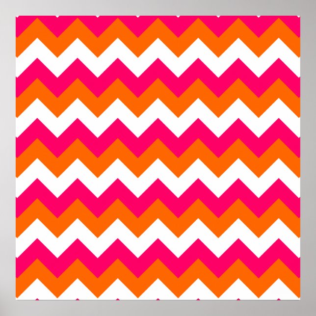 Pink Orange White Zigzag Poster (Front)
