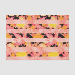 PINK ORANGE YELLOW AUTUMN FALL STRIPES LEAVES TISSUE PAPER