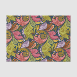 Pink Orange Yellow Green Purple Flowers And Swirl Tissue Paper