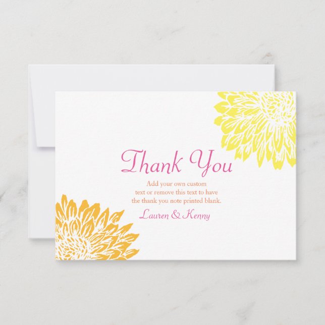 Pink, Orange & Yellow Mums Mums Thank You Cards (Front)