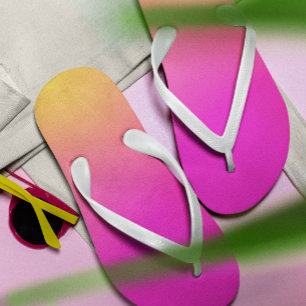 Pink Orange Yellow Ombre Flip Flops