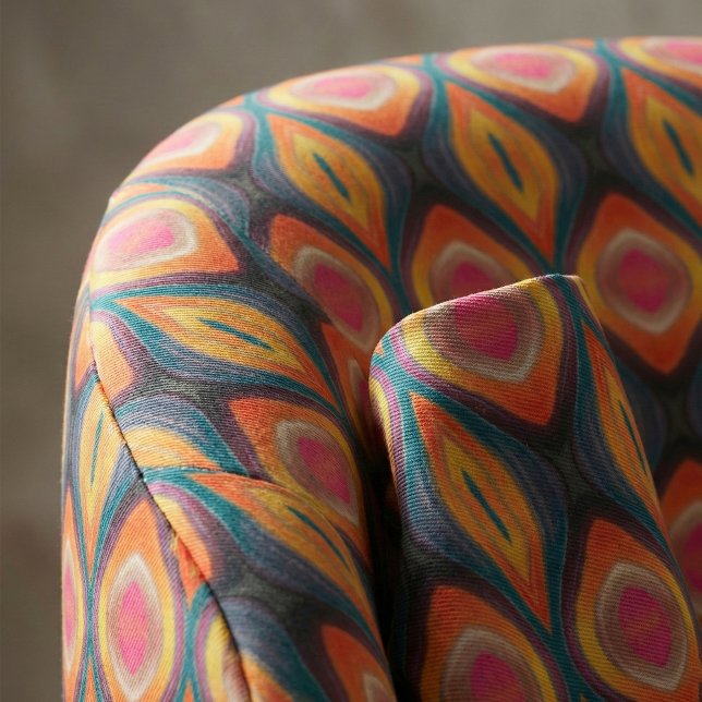 Pink Orange Yellow Retro Funky Abstract Pattern Fabric (Creator Uploaded)