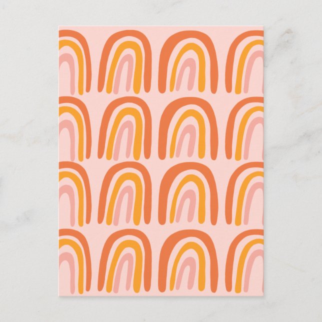 Pink Orange Yellow Sweet Rainbow Pattern Postcard (Front)