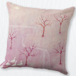 Pink Orchard with Geese Landscape Painting Cushion<br><div class="desc">A flock of geese in an orchard of apple trees in spring.  A soft dreamy dusty pink landscape painting. Original art by Nic Squirrell.</div>