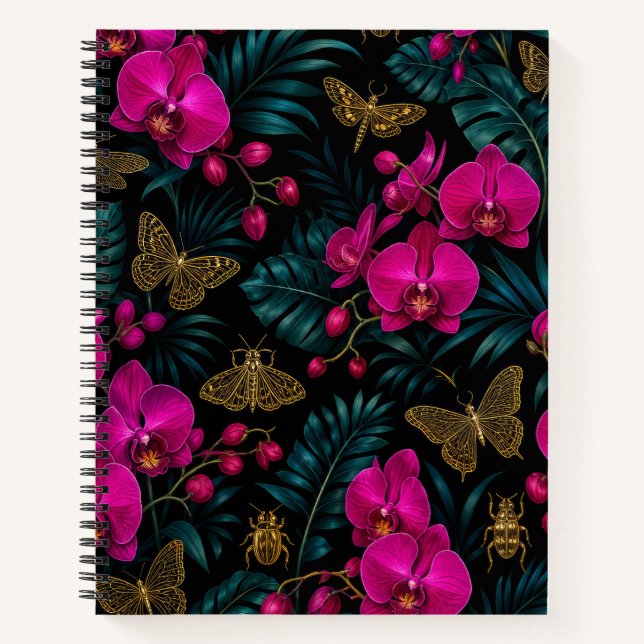 Pink Orchid and Gold Butterfly Notebook (Front)