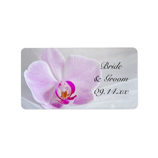 Pink Orchid and Veil Wedding Favour Tags Address Label
