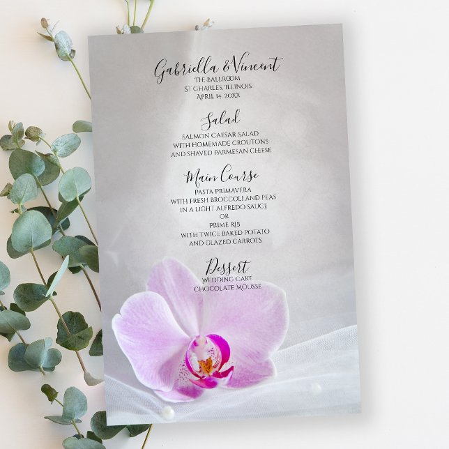 Pink Orchid and Veil Wedding Menu (Creator Uploaded)