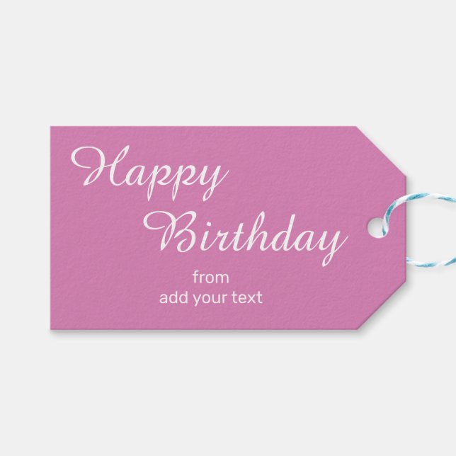 Pink Orchid Birthday Gift Tags (Front (Horizontal))