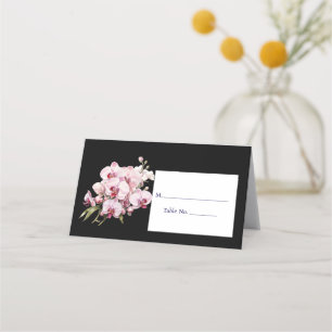 Pink Orchid Black Guest Table Number Place Card