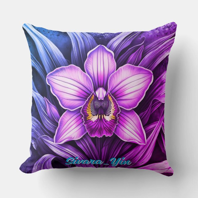 Pink Orchid Bloom Cushion (Front)