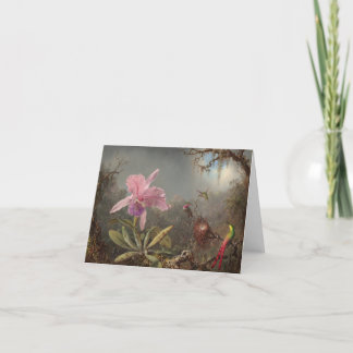 Pink Orchid Botanical Painting Thank You Card