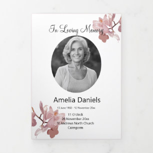 Pink Orchid Celebration of life Trifold Program