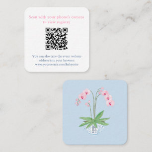 Pink Orchid Chinoiserie Chic Baby Shower QR Code Enclosure Card