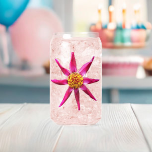 Pink Orchid Dahlia Bloom Floral Can Glass