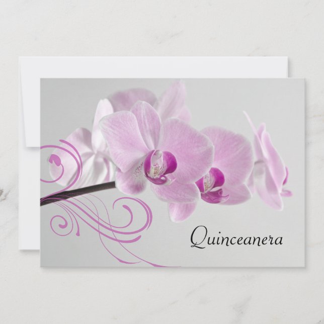 Pink Orchid Elegance Quinceanera Invitation (Front)