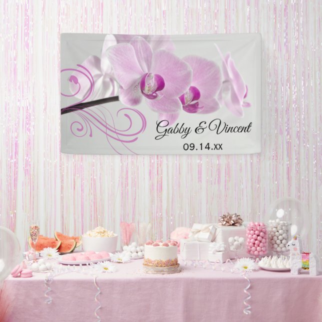Pink Orchid Elegance Wedding Banner (Party)