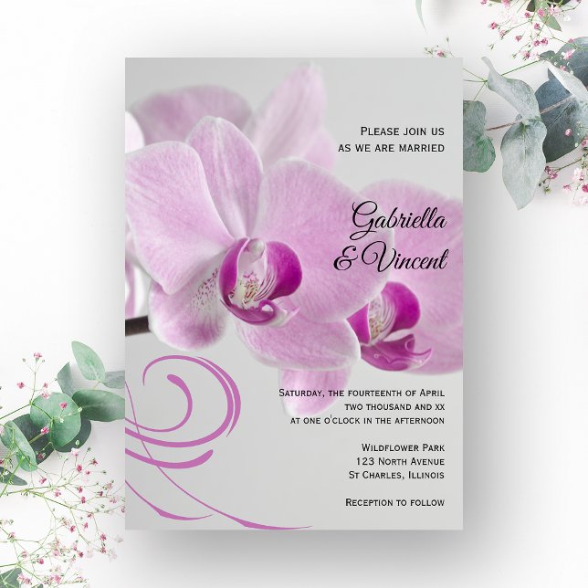 Pink Orchid Elegance Wedding Invitation (Creator Uploaded)