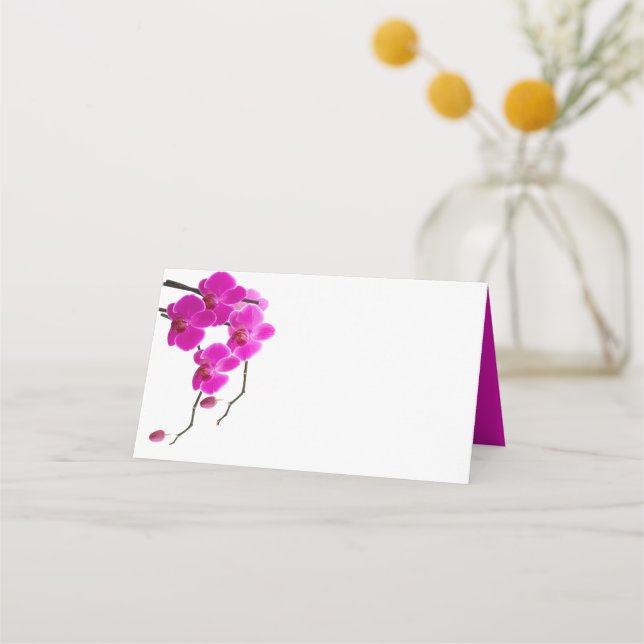 Pink Orchid Floral Blank Wedding  Place Card (Front)