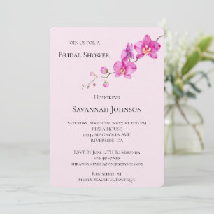 Pink Orchid Floral Bridal Shower Invitation