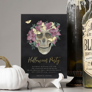Pink Orchid Floral Skull Halloween Party