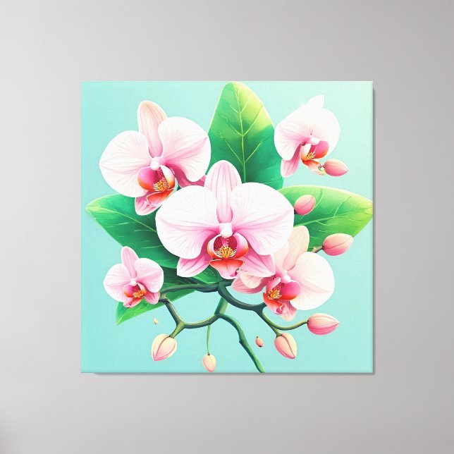 Pink Orchid Flower Arrangement Canvas Print (Front)