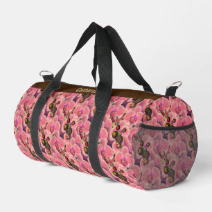Pink Orchid Flower Art Personalised   Duffle Bag