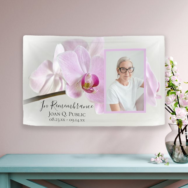 Pink Orchid Flower Celebration of Life Funeral Banner (Creator Uploaded)