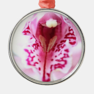 Pink Orchid Flower Closeup Metal Tree Decoration