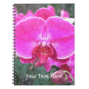 Pink orchid flower, floral photography notebook
