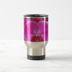 Pink orchid flower, floral photography travel mug