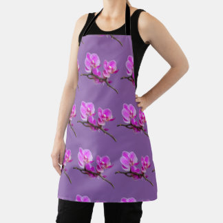 Pink Orchid Flowers Apron