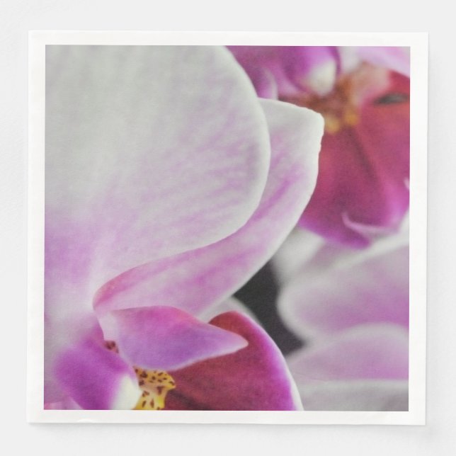 Pink Orchid Flowers Napkin (Front)