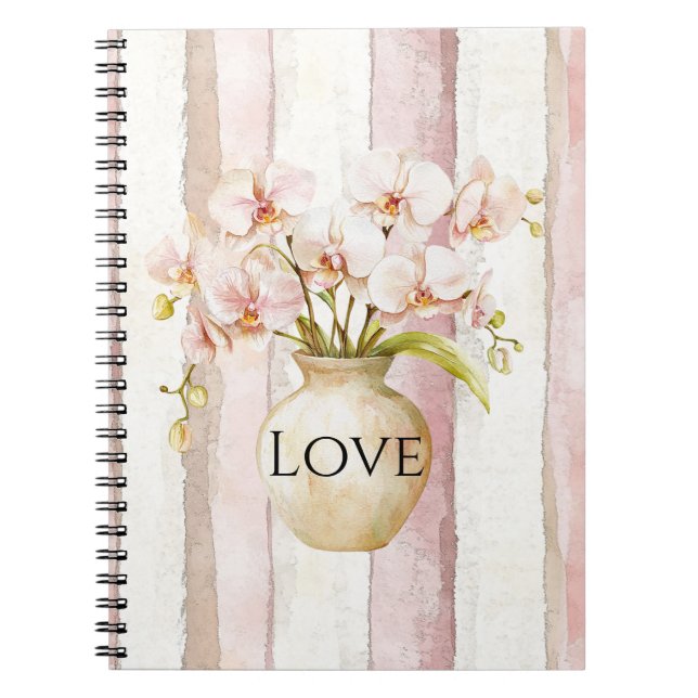 Pink Orchid Flowers Notebook (Front)