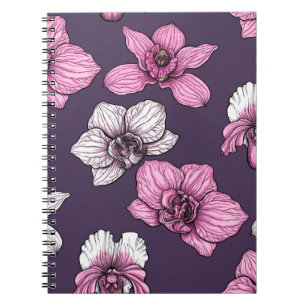 Pink orchid flowers notebook