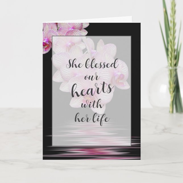 Pink Orchid Flowers Sympathy  Card (Front)