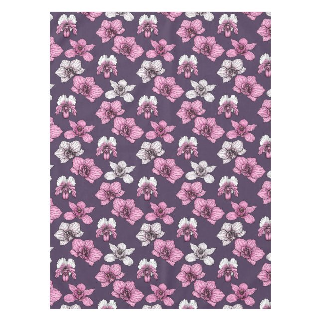 Pink orchid flowers tablecloth (Front)