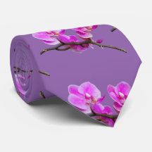 Pink Orchid Flowers Tie