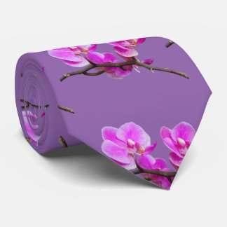 Pink Orchid Flowers Tie