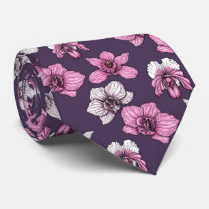 Pink orchid flowers tie