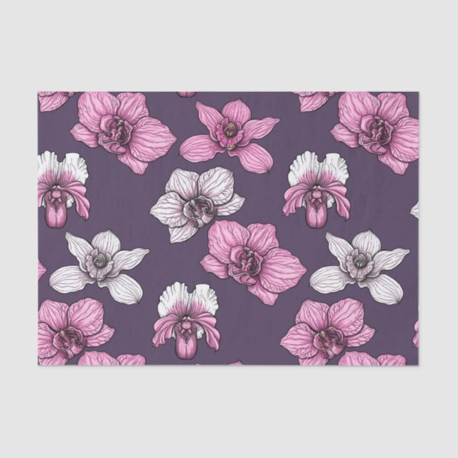 Pink orchid flowers tissue paper (Front)
