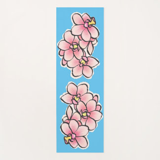 Pink Orchid Flowers Watercolor Design Yoga Mat