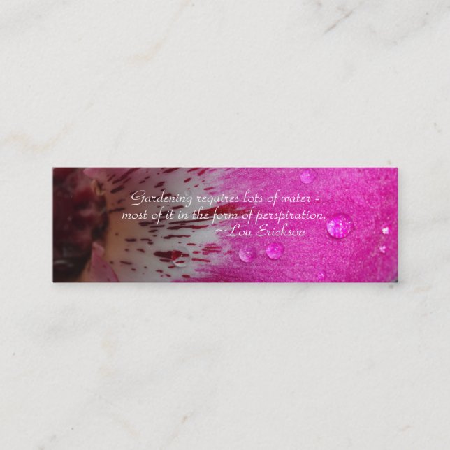 Pink Orchid Garden Sayings Bookmarks Mini Business Card (Front)